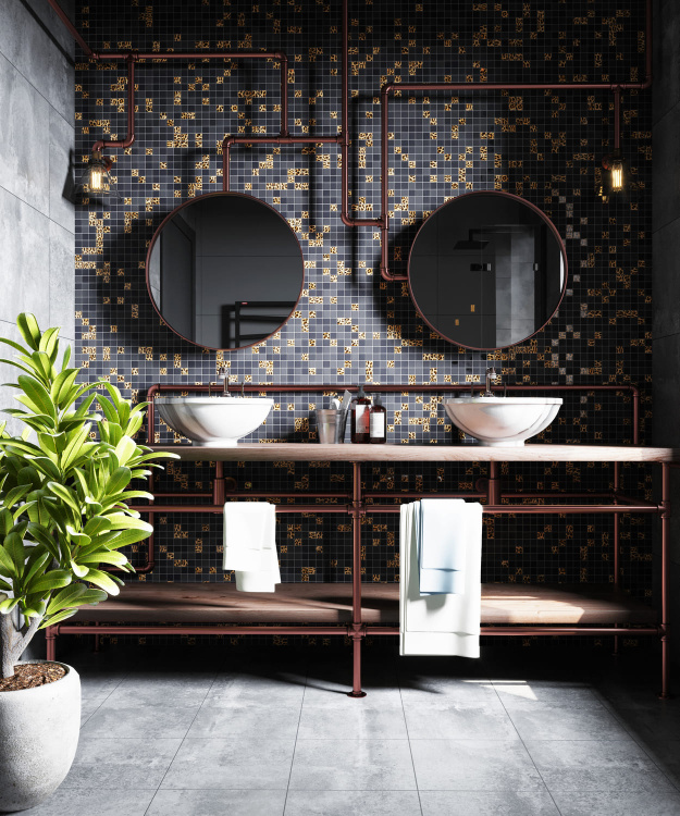 Мозаїка скляна Kotto Ceramica GMP 0825043 С2 print 41/black mat 300 x 300 х 8 ( 25 х 25 )