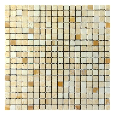 Мозаика из мрамора Полированная МКР-4ПВ (15x15) Giallo Siena - Giallo Cleopatra - Giallo Atlantida