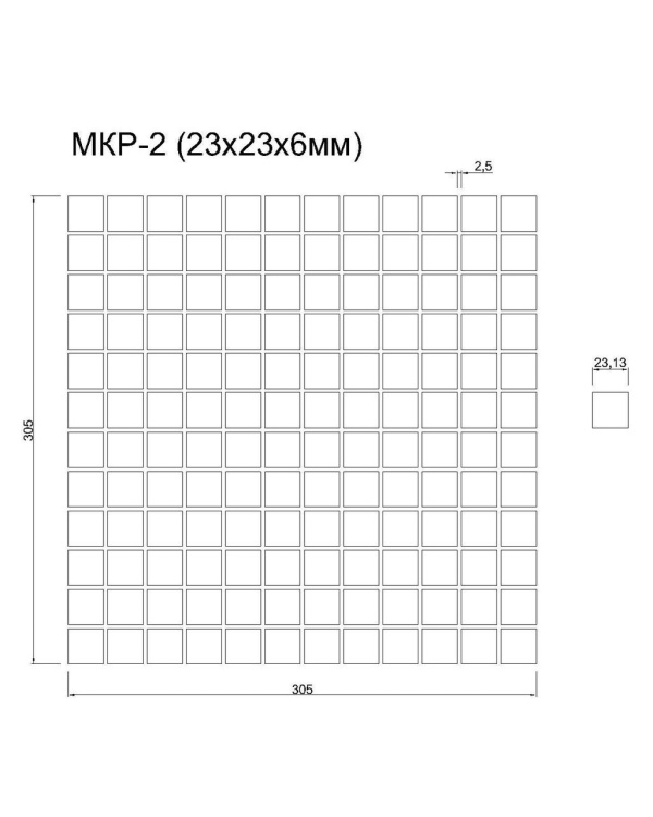 Мозаика из мрамора Матовая МКР-2СН (23x23) White Mix