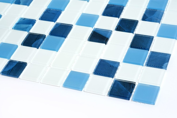 Мозаика стеклянная Kotto Ceramica GMP 0425018 С3 print 19/blue D mat/white mat   300 x 300 х 4    ( 25 х 25 )