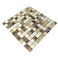 Мозаїка з мармуру Полірована МКР-2П (23x23) Emperador Dark + Emperador Light + Crema Marfil