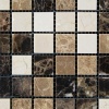 Мозаика из мрамора Полированная МКР-2П (23x23) Emperador Dark + Emperador Light + Crema Marfil