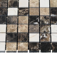 Мозаїка з мармуру Полірована МКР-2П (23x23) Emperador Dark + Emperador Light + Crema Marfil