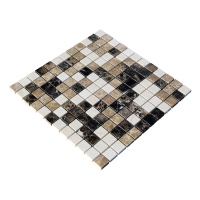 Мозаїка з мармуру Полірована МКР-2П (23x23) Emperador Dark + Emperador Light + Crema Marfil