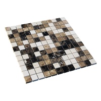 Мозаїка з мармуру Полірована МКР-2П (23x23) Emperador Dark + Emperador Light + Crema Marfil