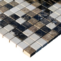 Мозаїка з мармуру Полірована МКР-2П (23x23) Emperador Dark + Emperador Light + Crema Marfil