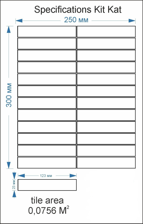 Мозаика керамическая Kotto Ceramica Kit Kat K 6017 Aqvamarine  252x300х9 (23х124)