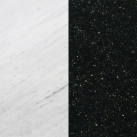 Портал для камина Bravo Техно Polaris мрамор + Black Galaxy гранит белый/черный угловой