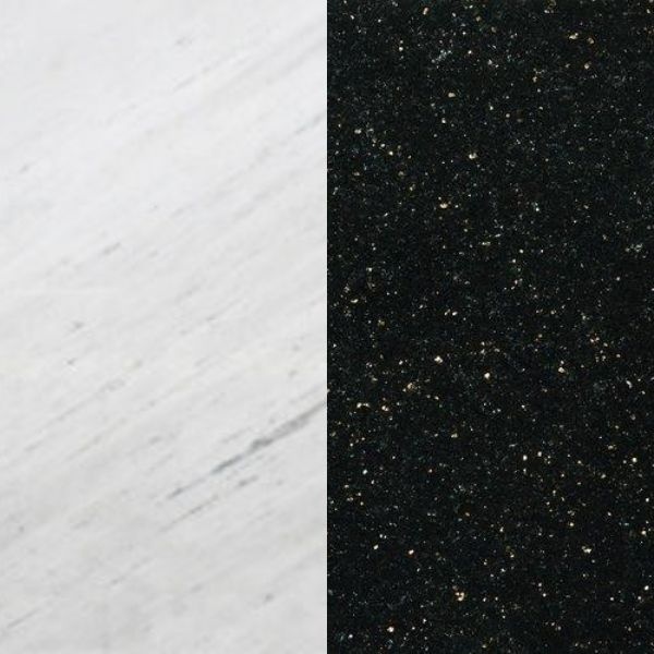 Портал для каміна Bravo Техно Polaris мармур + Black Galaxy граніт білий/чорний кутовий