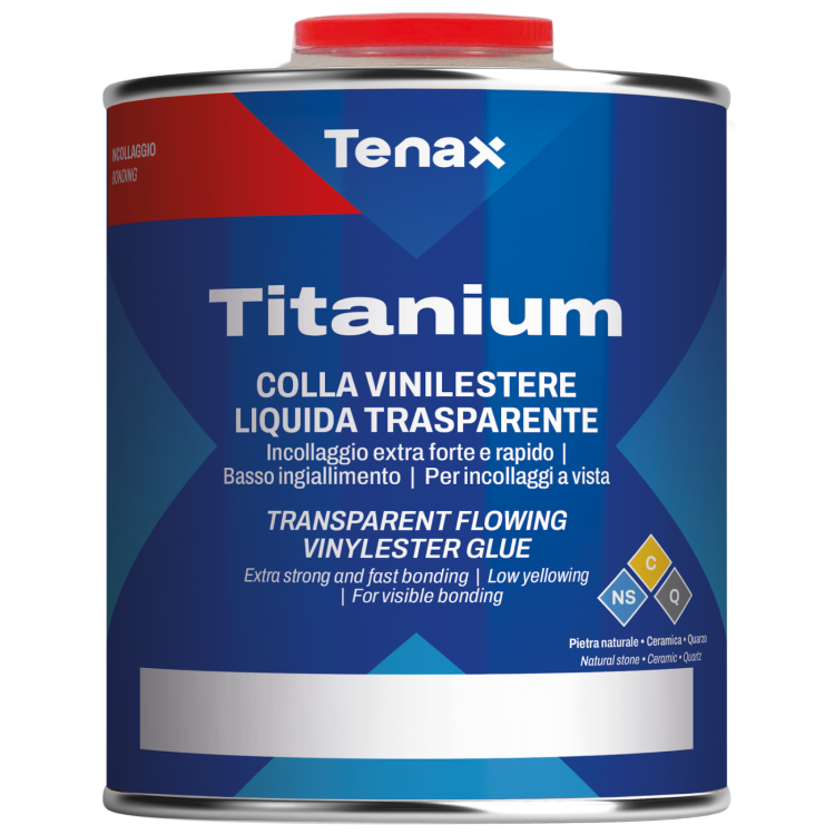 Клей эпоксидный винилэфирный Tenax Titanium Flowing прозрачный 1 л жидкий жаростойкий для камня керамики
