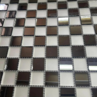 Мозаика зеркальная DecorStoneHub Zs-2x2-GS графитовая с сатином 274х274 мм шахматная текстура в офис