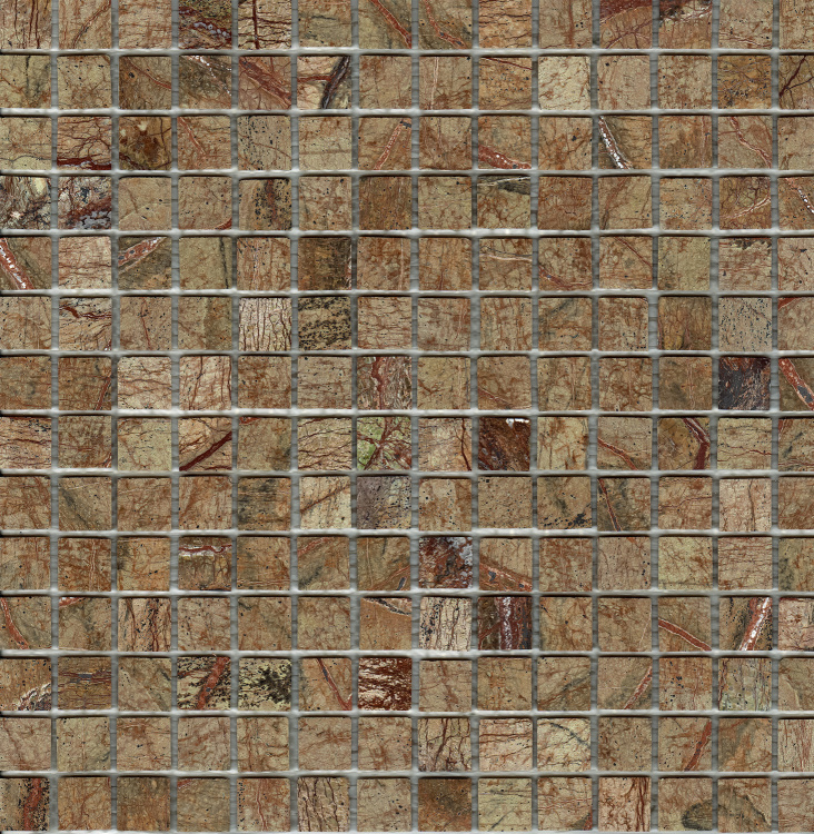 Мозаїка з мармуру D-CORE ZM-8815M Bidassar Brown 20x20x4 (305x305) мм глянцева на сітці