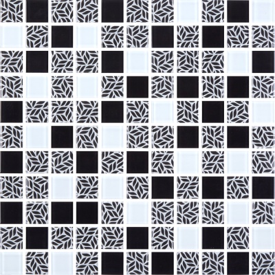 Мозаика стеклянная Kotto Ceramica GMP 0825011 С3 print 10/black/white   300 x 300 х 8   ( 25 х 25 )