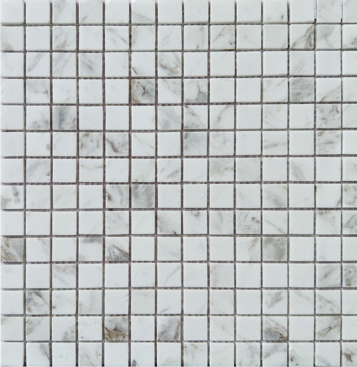 Мозаика из мрамора D-CORE ZM-8817M Volakas 20x20x4 (305x305) мм глянцевая на сетке