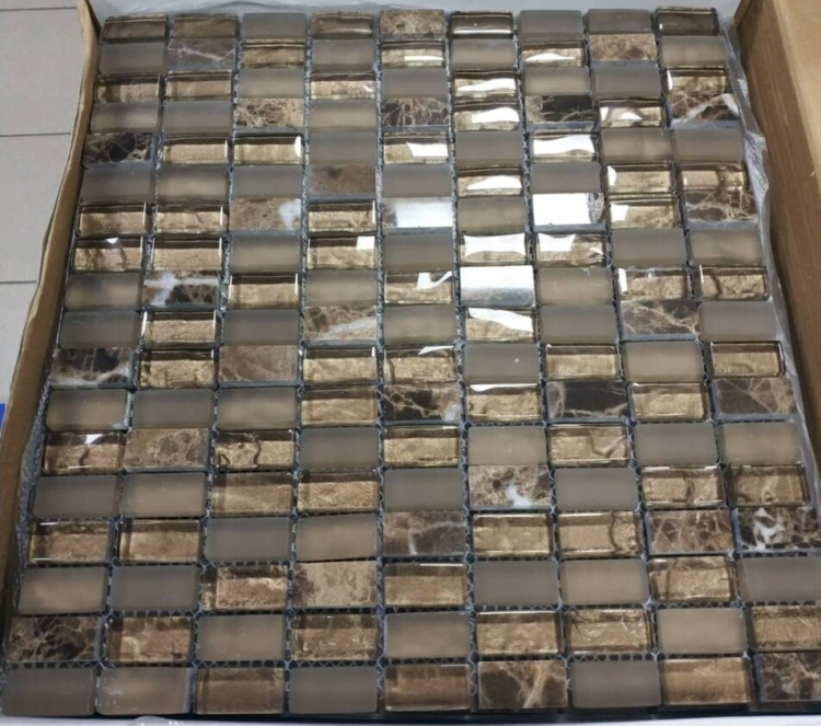 Мозаика стеклянная S-MOS CLHT05 ST+GL DARK PEARL Mozaico De Lux (304x286)