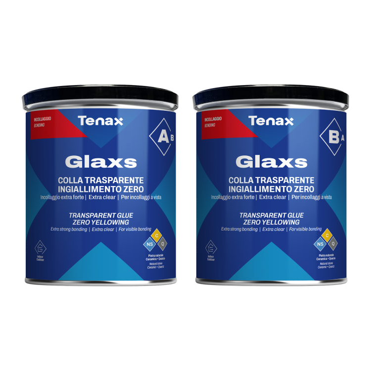 Клей эпоксидный Tenax Glaxs (A+B) прозрачный 2 кг, гелеобразный морозостойкий нежелтеющий для камня, агломерата, керамики