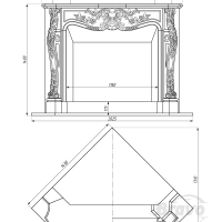 Портал для каміна Bravo Нью-Йорк Nero Marquina Antique мармур чорний кутовий