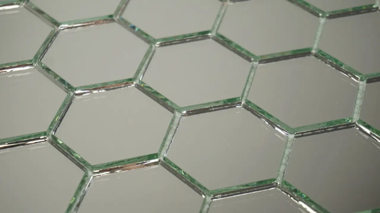 Мозаика зеркальная DecorStoneHub Zs-hex-Z серебристая 304х303 мм соты для зонирования пространства