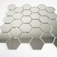 Мозаика зеркальная DecorStoneHub Zs-hex-Z серебристая 304х303 мм соты для зонирования пространства