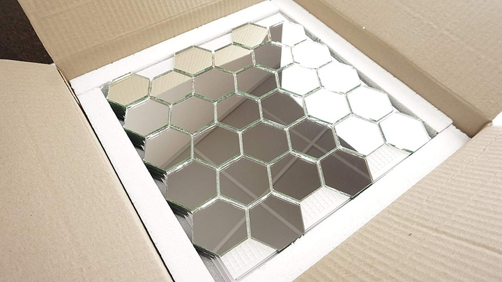 Мозаика зеркальная DecorStoneHub Zs-hex-Z серебристая 304х303 мм соты для зонирования пространства