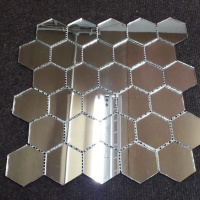 Мозаика зеркальная DecorStoneHub Zs-hex-Z серебристая 304х303 мм соты для зонирования пространства