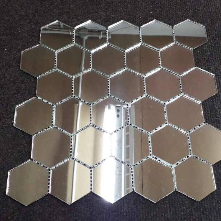 Мозаика зеркальная DecorStoneHub Zs-hex-Z серебристая 304х303 мм соты для зонирования пространства