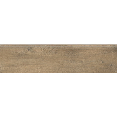Сходинка з керамограніту Stopnica Sentimental Wood Brown Rect коричнева 8x1202x297 мм