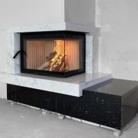 Портал для камина Bravo Техно-2 Volakas + Nero Marquina мрамор белый/черный угловой