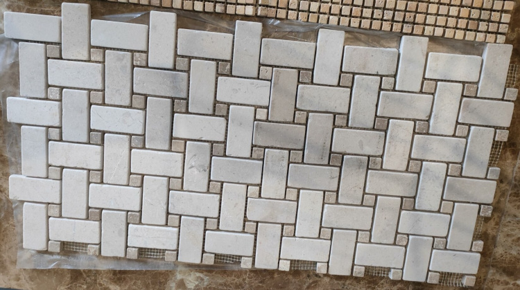 Мозаика Vivacer N49 Beige Marble Mosaic Tumbled Basket Weave