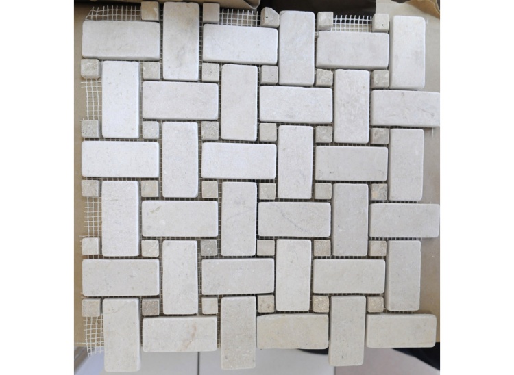 Мозаика Vivacer N49 Beige Marble Mosaic Tumbled Basket Weave