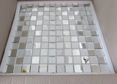 Мозаїка дзеркальна DecorStoneHub Zs-mix-ZS срібляста з сатином 330х330 мм шаховий візерунок на стіну