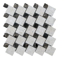 Мозаика из мрамора Полированная МКР-6П (47x47-23x23) Victoria Beige - Emperador Dark