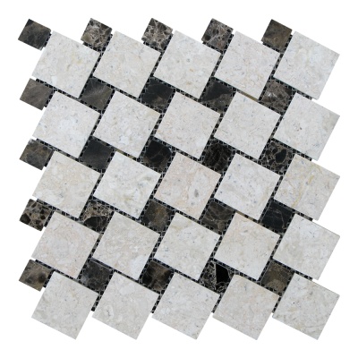Мозаїка з мармуру Полірована МКР-6П (47x47-23x23) Victoria Beige - Emperador Dark