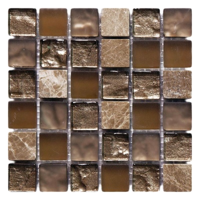 Мозаика стеклянная S-MOS CLHT04 ST+GL BROWN PEARL Mozaico De Lux